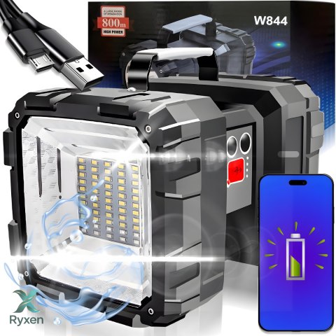 Latarka led taktyczna mocna akumulatorowa szperacz usb reflektor 1000lm 40w RTO