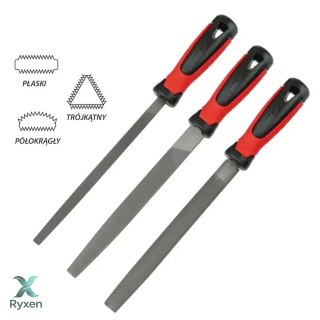 Zestaw pilników do metalu 200mm 3szt płaski, półokr, okrągły Dedra