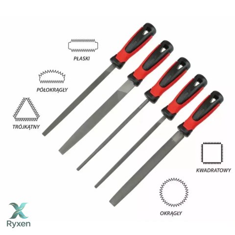 Zestaw pilników do metalu 200mm 5szt wszystkie kształty Dedra