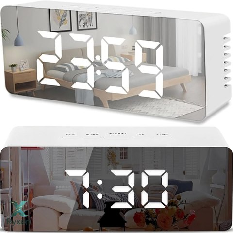 Budzik zegar elektroniczny termometr lustro led RTO