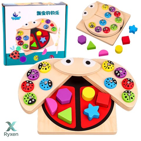 Gra Drewniana Łowienie Biedronek Układanka Edukacyjna Sorter Biedronka LEAN TOYS