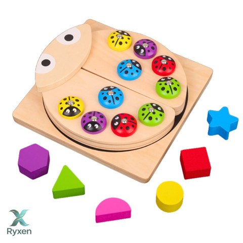 Gra Drewniana Łowienie Biedronek Układanka Edukacyjna Sorter Biedronka LEAN TOYS