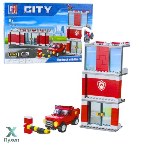 Klocki Konstrukcyjne Baza Garaż Straży Pożarnej 203-210 el. LEAN TOYS