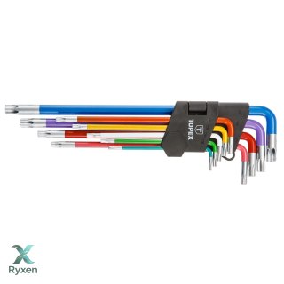 Klucze Torx, kolorowe, zestaw 9 szt. TOPEX