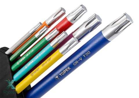 Klucze Torx, kolorowe, zestaw 9 szt. TOPEX