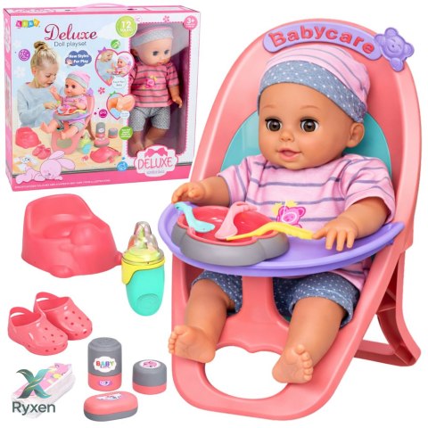 Lalka Bobas Siusiająca Gaworzy Płacze Mówi 12 Dźwięków Akcesoria Krzesełko LEAN TOYS