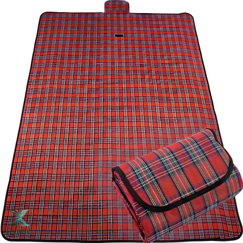 Mata koc plażowy piknikowy wodoodporny duży 180x150 -s158 czerwony RTO