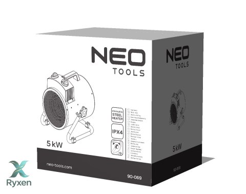 Nagrzewnica elektryczna 5kW przemysł, regulacja ustawienia, IPX4 NEO TOOLS