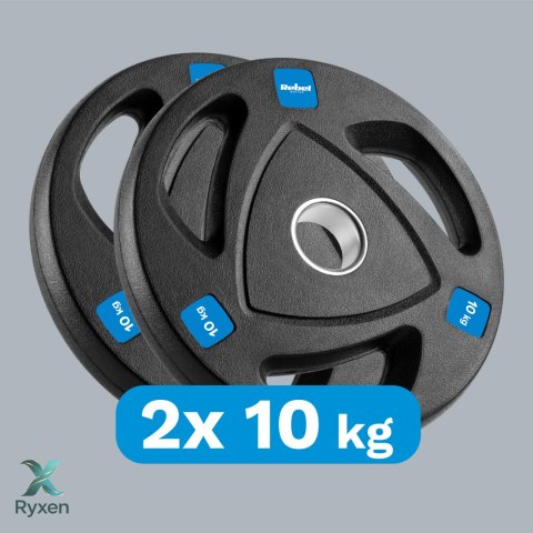 Obciążenie żeliwne olimpijskie gumowane zestaw 2x10kg, otwór 51mm , REBEL ACTIVE Rebel
