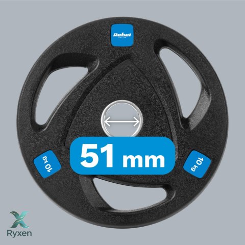 Obciążenie żeliwne olimpijskie gumowane zestaw 2x10kg, otwór 51mm , REBEL ACTIVE Rebel