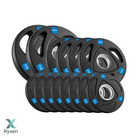 Obciążenie żeliwne olimpijskie gumowane zestaw 30kg ( 8x1.25kg + 4x2.5kg + 2x5kg ), otwór 51mm , REBEL ACTIVE Rebel