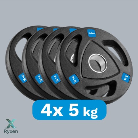 Obciążenie żeliwne olimpijskie gumowane zestaw 4x5kg, otwór 51mm , REBEL ACTIVE Rebel