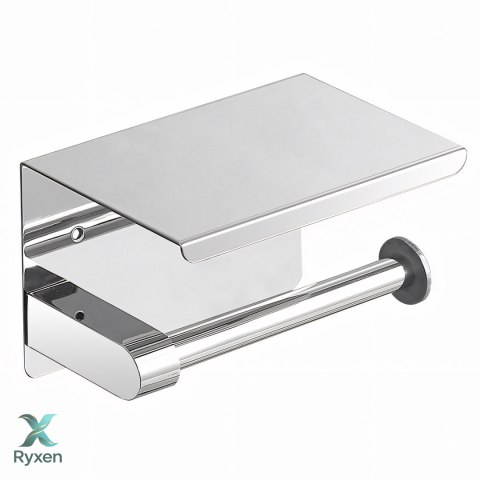 Uchwyt na papier toaletowy z półką chrom srebrny do łazienki toalety wc RTO