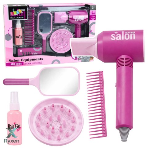 Zestaw Fryzjerski Salon Dla Dzieci Suszarka Lusterko Grzebień Akcesoria LEAN TOYS