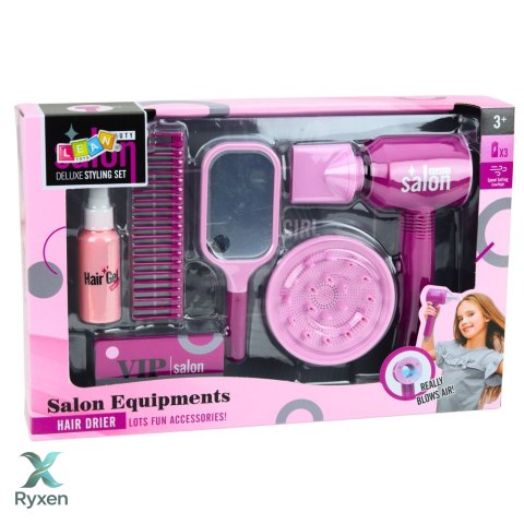 Zestaw Fryzjerski Salon Dla Dzieci Suszarka Lusterko Grzebień Akcesoria LEAN TOYS