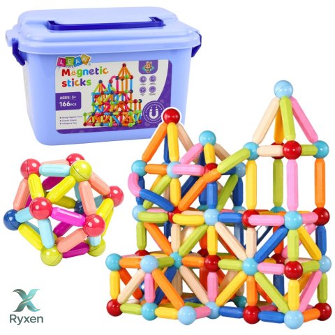 Zestaw Klocki Magnetyczne Konstrukcyjne W Pudełku Patyczki 3D 166 el. LEAN TOYS