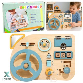 Drewniana Tablica Manipulacyjna Sensoryczna Kierownica Przełącznik Dźwignie LEAN TOYS