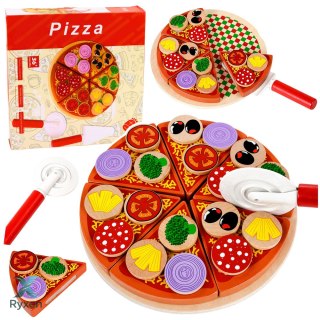 Drewniany Zestaw Do Krojenia Pizza Na Rzepy Kółko Do Krojenia Deska LEAN TOYS