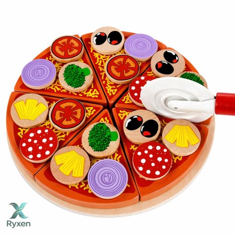 Drewniany Zestaw Do Krojenia Pizza Na Rzepy Kółko Do Krojenia Deska LEAN TOYS