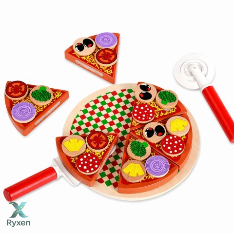 Drewniany Zestaw Do Krojenia Pizza Na Rzepy Kółko Do Krojenia Deska LEAN TOYS