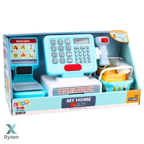 Kasa Sklepowa Interaktywna Skaner Koszyk Produkty Spożywcze Światła Dźwięki LEAN TOYS