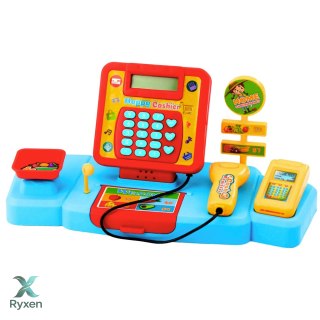 Kasa Sklepowa Interaktywna Supermarket Wózek Skaner Waga Produkty Spożywcze LEAN TOYS