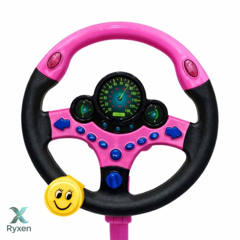 Kierownica Interaktywna Na Stojaku Z Pedałami Światła Dźwięki Różowa LEAN TOYS