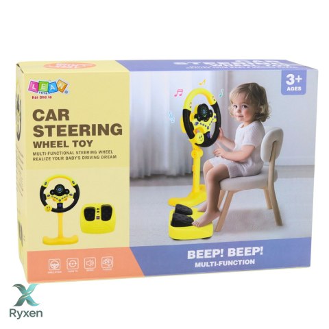 Kierownica Interaktywna Na Stojaku Z Pedałami Światła Dźwięki Różowa LEAN TOYS