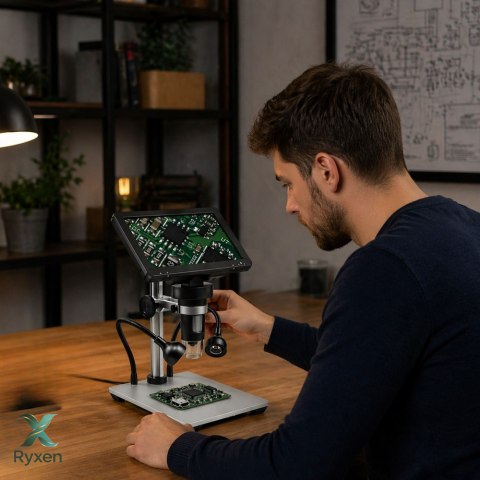 Mikroskop Edukacyjny Cyfrowy Pilot Przewodowy 1200X LCD 7 CALI HD Kamera LEAN TOYS
