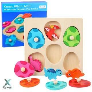 Układanka Drewniana Dinozaury W Jajkach Gra Memory Edukacyjna LEAN TOYS