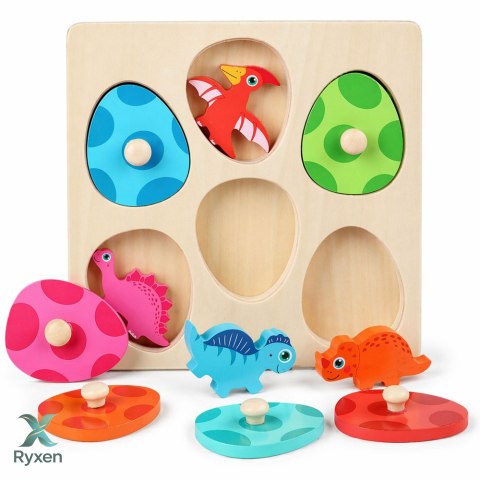 Układanka Drewniana Dinozaury W Jajkach Gra Memory Edukacyjna LEAN TOYS