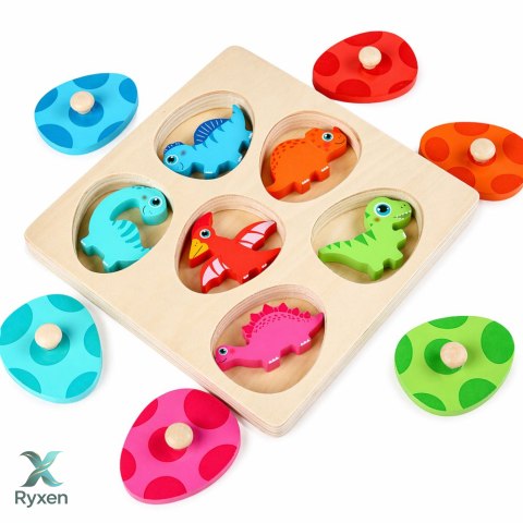 Układanka Drewniana Dinozaury W Jajkach Gra Memory Edukacyjna LEAN TOYS