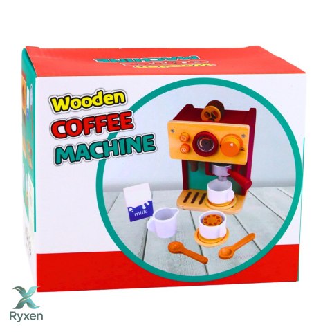 Zestaw Drewniany Ekspres Do Kawy Mały Barista Filiżanki Akcesoria LEAN TOYS