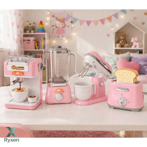 Zestaw Małego AGD Dla Dzieci Roboty Kuchenne Na Baterie Światła Dźwięki LEAN TOYS