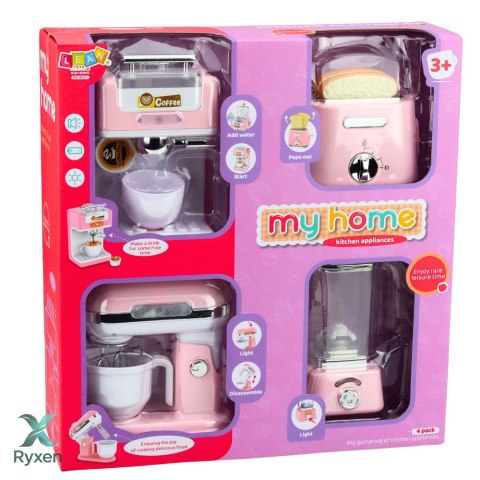 Zestaw Małego AGD Dla Dzieci Roboty Kuchenne Na Baterie Światła Dźwięki LEAN TOYS
