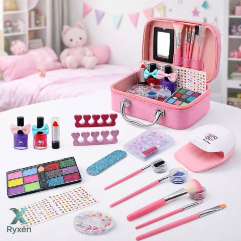 Zestaw Piękności Kosmetyczka Dla Dzieci Akcesoria Do Paznokci Suszarka 20el. LEAN TOYS