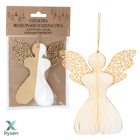 Aniołek papierowy składany 12cm - klasyczna biel Kamai