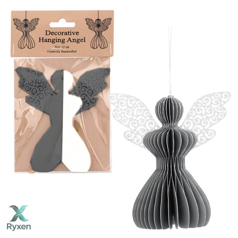 Aniołek papierowy składany 12cm - stylowa szarość Kamai
