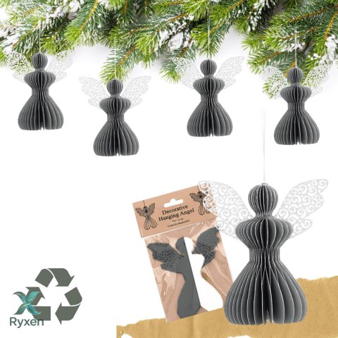 Aniołek papierowy składany 12cm - stylowa szarość Kamai