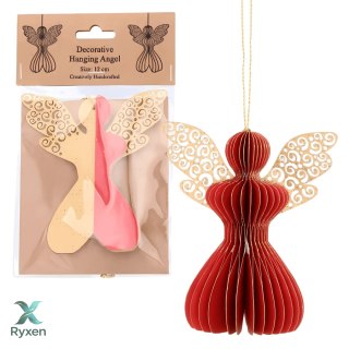 Aniołek papierowy składany 12cm - świąteczna czerwień Kamai