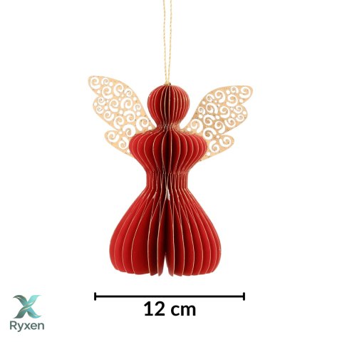 Aniołek papierowy składany 12cm - świąteczna czerwień Kamai
