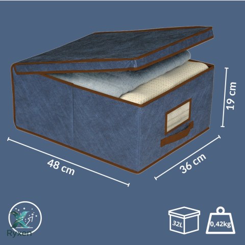 BLUE niebieski organizer do szafy z pokrywą oraz oknem 48x36x19cm Kamai Ordinett