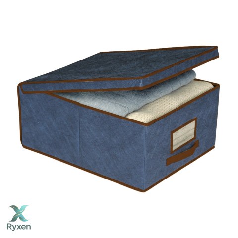 BLUE niebieski organizer do szafy z pokrywą oraz oknem 50x40x25cm Kamai Ordinett