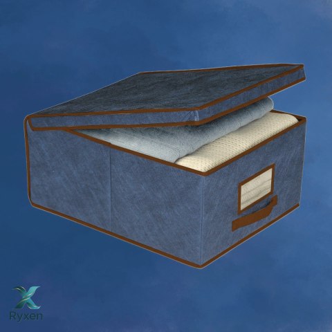 BLUE niebieski organizer do szafy z pokrywą oraz oknem 50x40x25cm Kamai Ordinett