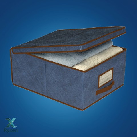 BLUE niebieski organizer do szafy z pokrywą oraz oknem 50x40x25cm Kamai Ordinett