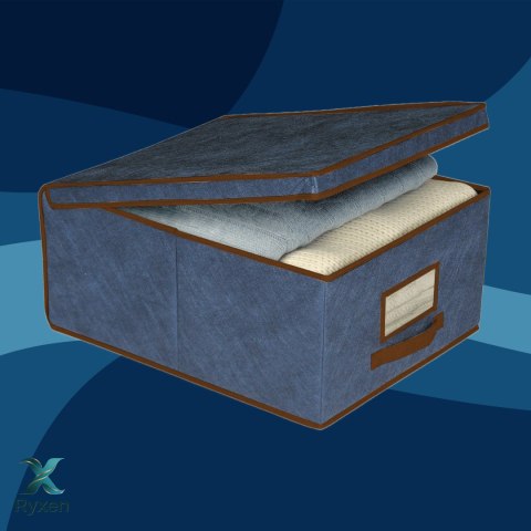 BLUE niebieski organizer do szafy z pokrywą oraz oknem 50x40x25cm Kamai Ordinett