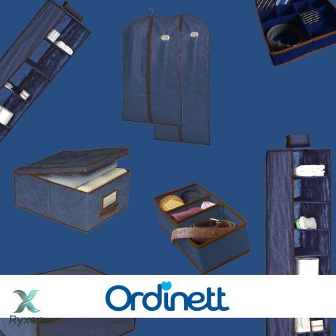 BLUE niebieski organizer do szafy z pokrywą oraz oknem 50x40x25cm Kamai Ordinett