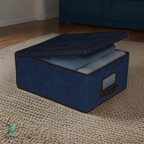 BLUE niebieski organizer do szafy z pokrywą oraz oknem 50x40x25cm Kamai Ordinett