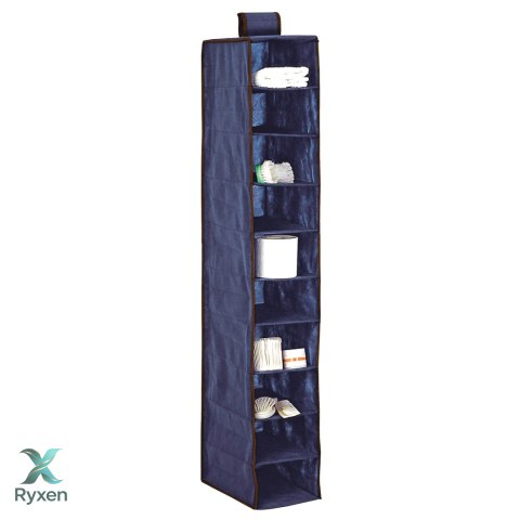 BLUE niebieski wiszący organizer do szafy 10 przegród 20x29x120 cm Kamai Ordinett