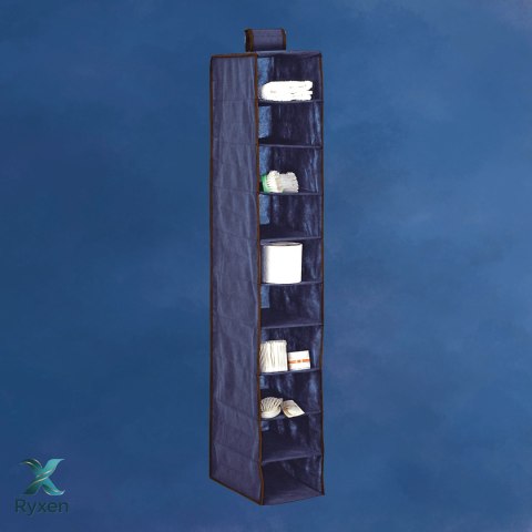 BLUE niebieski wiszący organizer do szafy 10 przegród 20x29x120 cm Kamai Ordinett